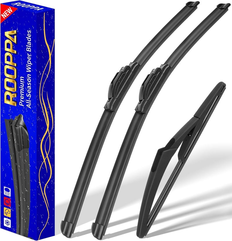 Rooppa 3 wipers Replacement for 2006-2011 Mini Cooper, Windshield Wiper Blades Original Equipment Replacement - 19"/18"/10" (Set of 3) U/J HOOK - Image 1